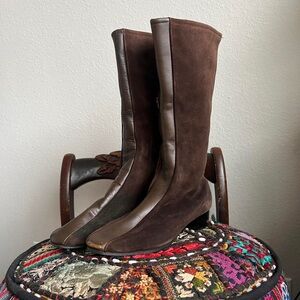 Vintage 70s Brown Suede Leather Fleece Lined GoGo Boots, 6.5